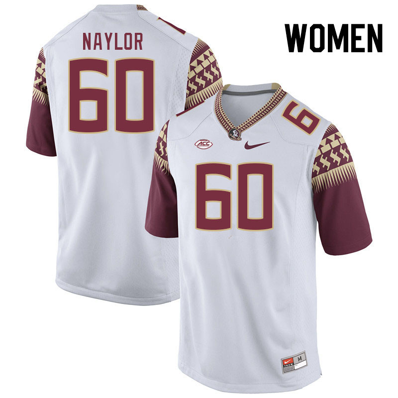 Women #60 Peyton Naylor Florida State Seminoles College Football Jerseys Stitched-White